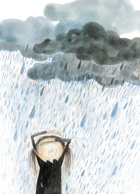'..it rained so much that Marlene couldn't see a thing, not even her own feet..'