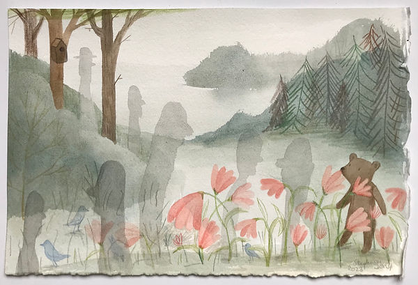 Meeting among the flowers-mixed media-stephanie donsoe-art.jpg
