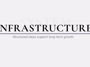 Minimalist blog header featuring the word “INFRASTRUCTURE” in large serif type, a thin accent line, and a short tagline below on a clean background.