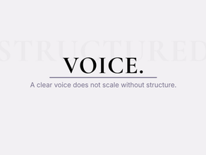 Minimalist blog header featuring the word “VOICE” in large serif type, a thin accent line, and a short tagline below on a clean background.