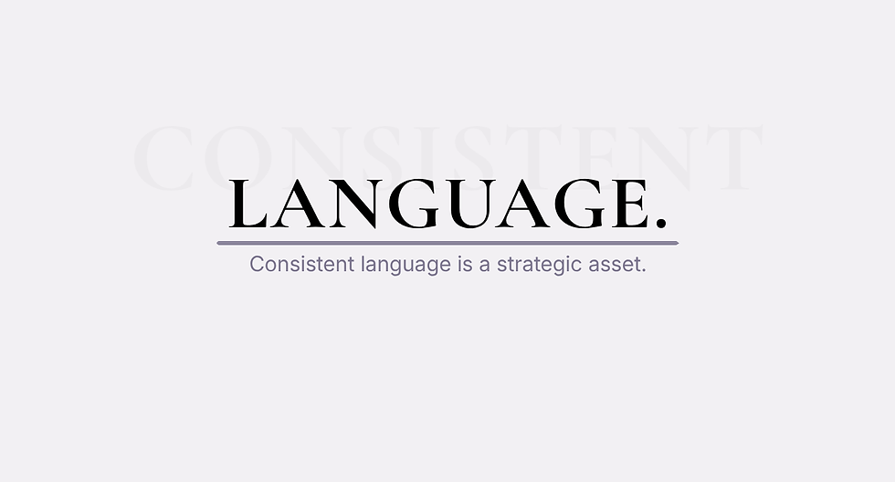 Minimalist blog header featuring the word “LANGUAGE” in large serif type, a thin accent line, and a short tagline below on a clean background.