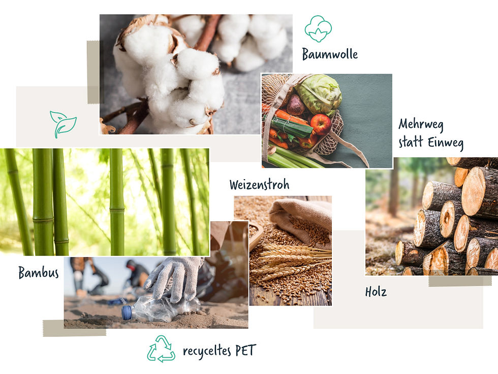 verschiedene nachhaltige materialien