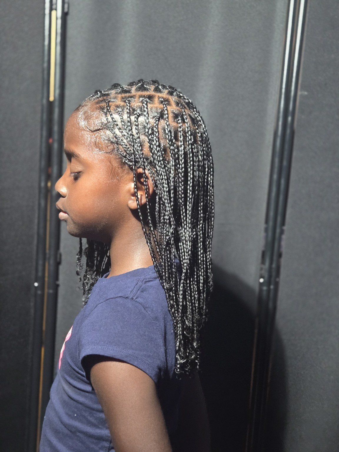 Natural single braids on natural hair by Blessed Handz