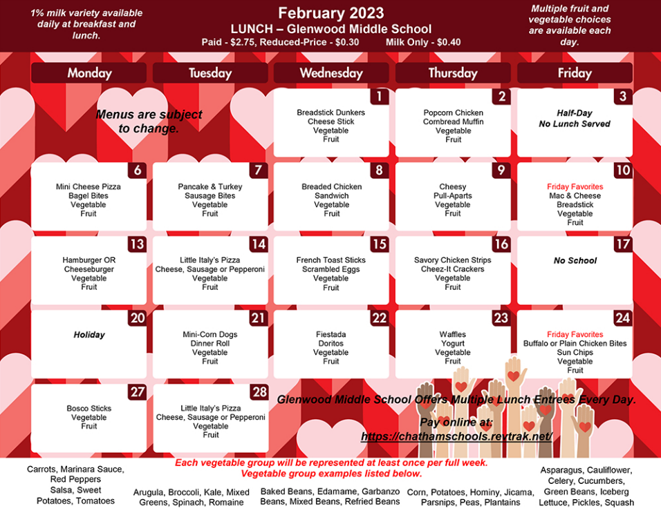 February Menus