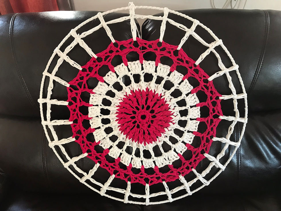 Miniatura: Atrapasueños en trapillo, fucsia y blanco