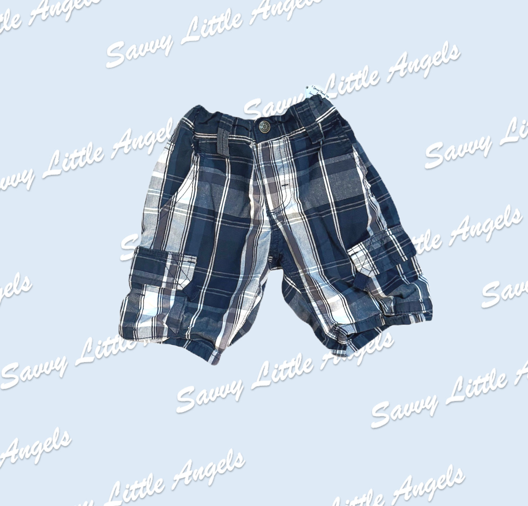 front of Plaid Cargo Shorts