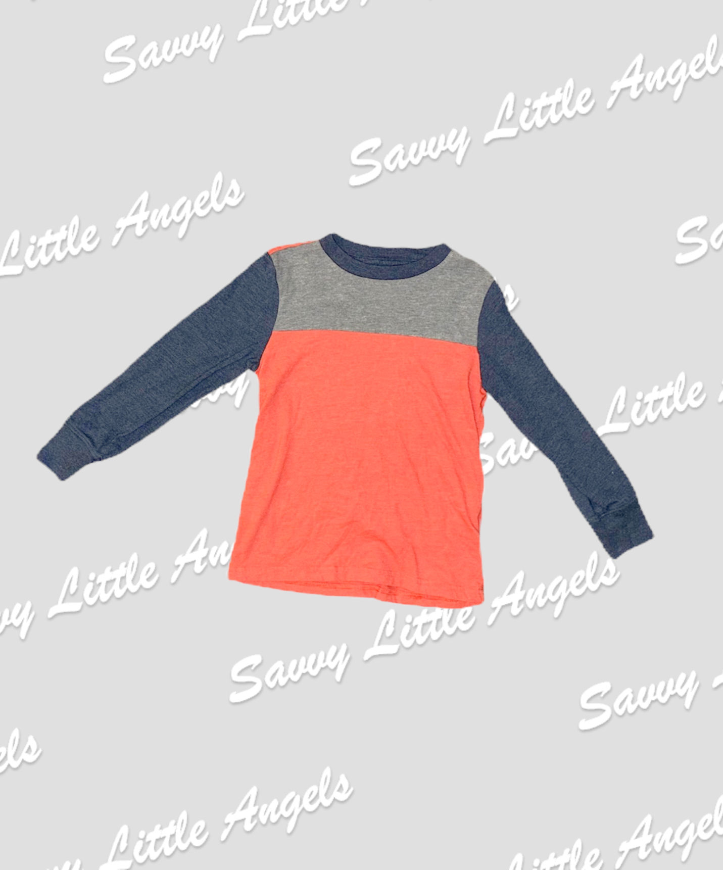 front of Orange Long Sleeve Shirt arms out
