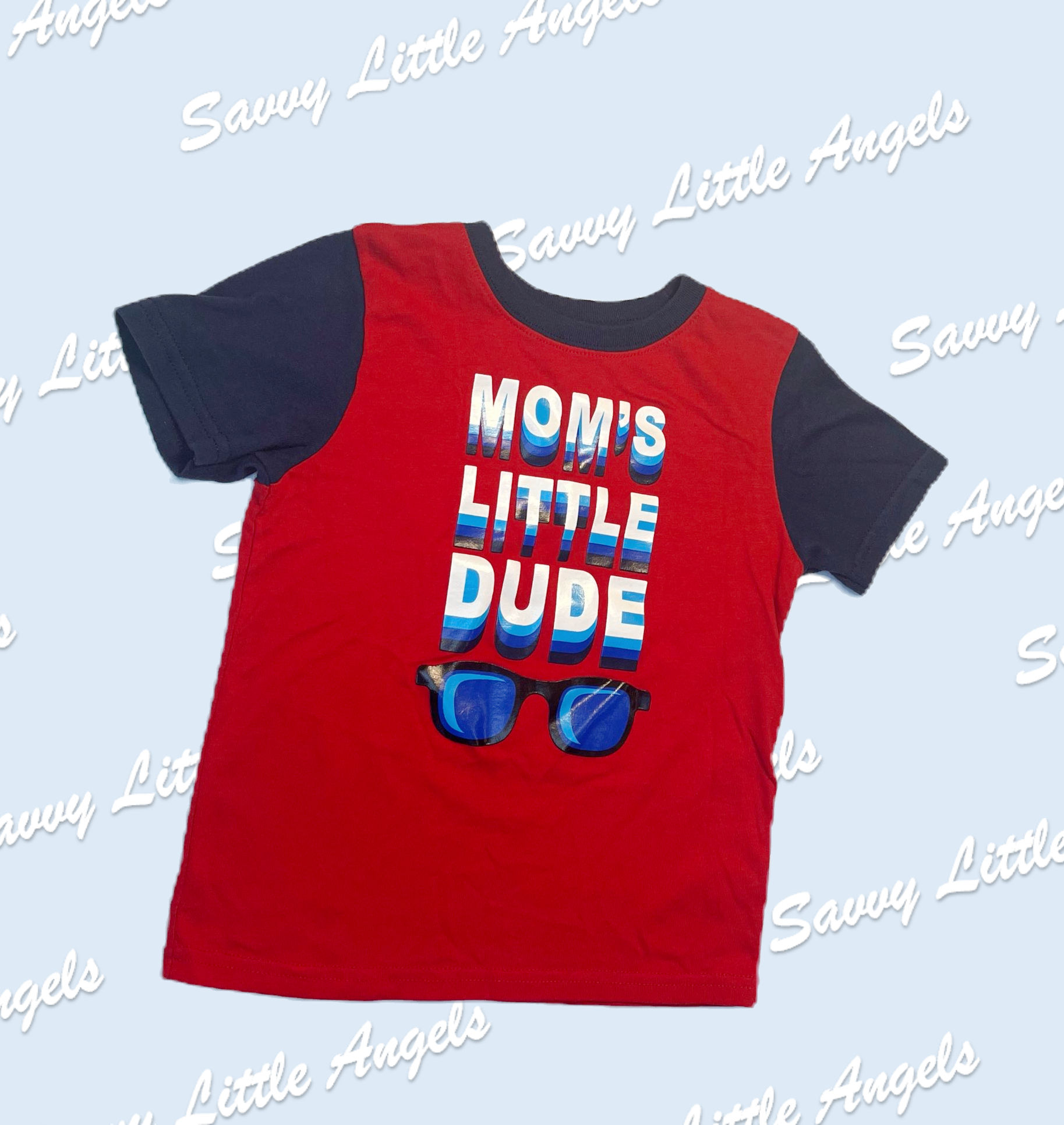 front of Moms Little Dude Shirt