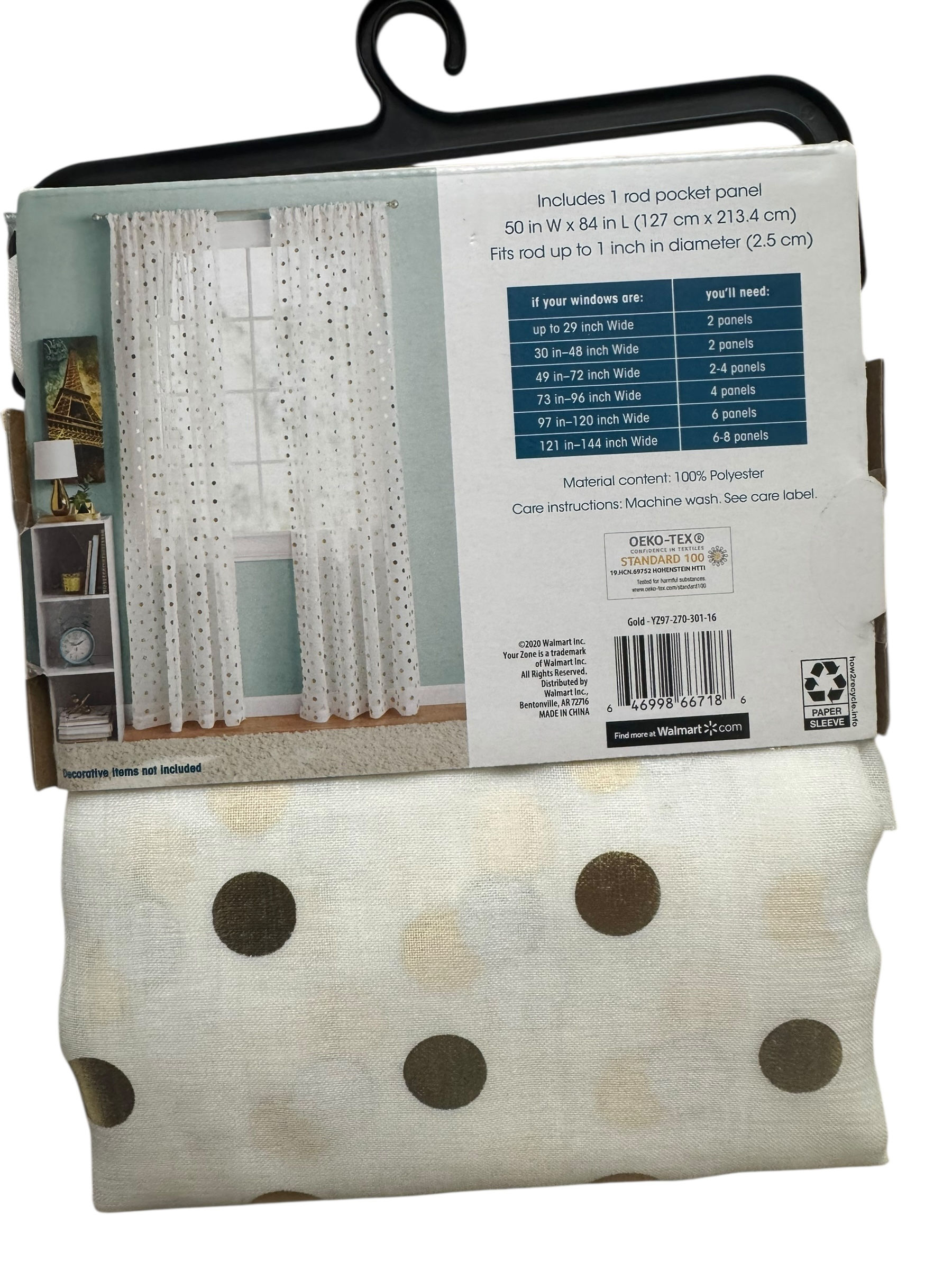 84inch Polka Dotted Sheer Curtain