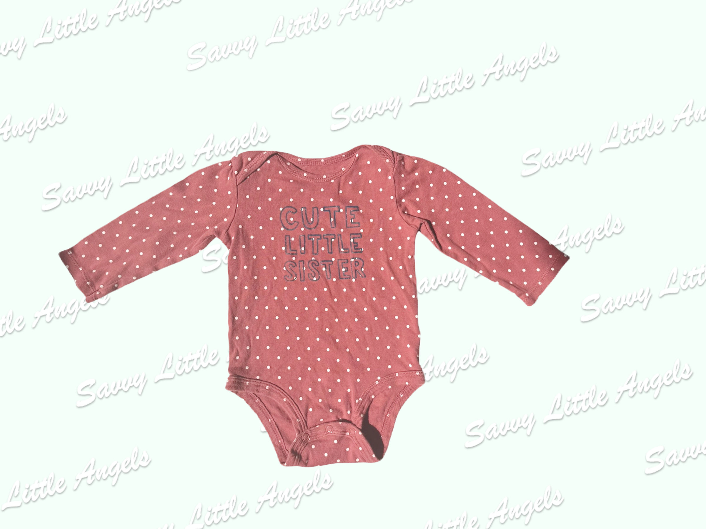 front of Cute Little Sister Onesie arms out