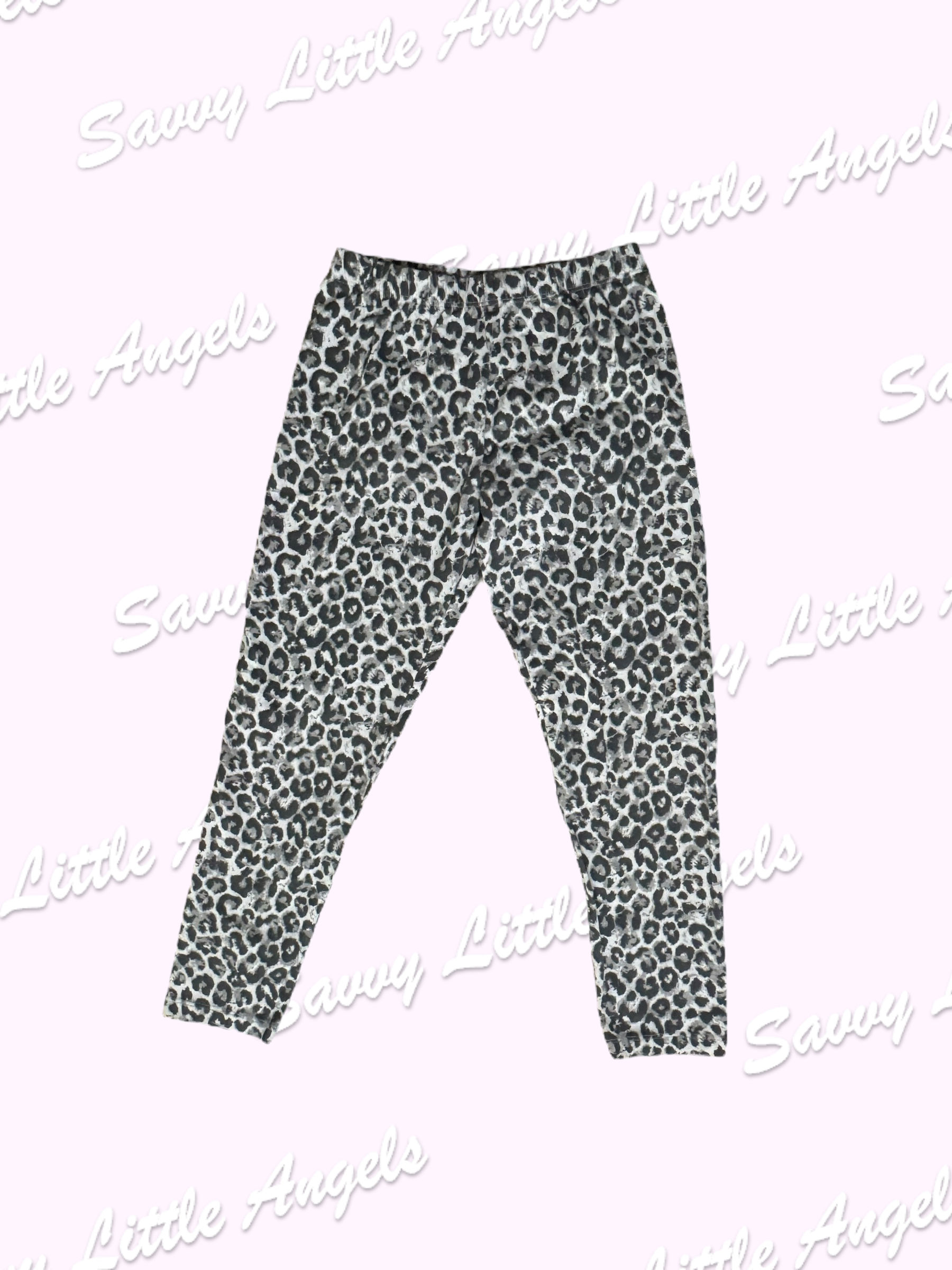 Black Animal Print Capris Front View