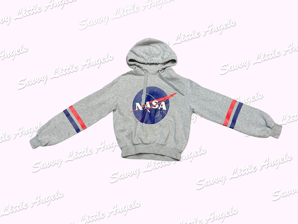 front of NASA Hoodie arms out