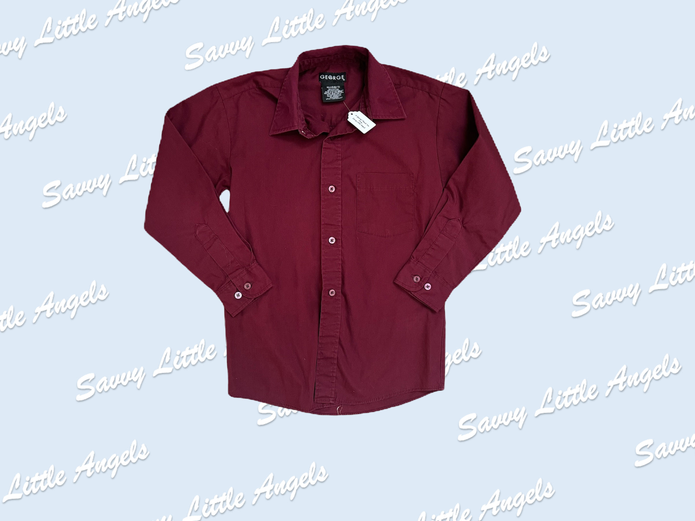 front of Maroon Dress Shirt arms in