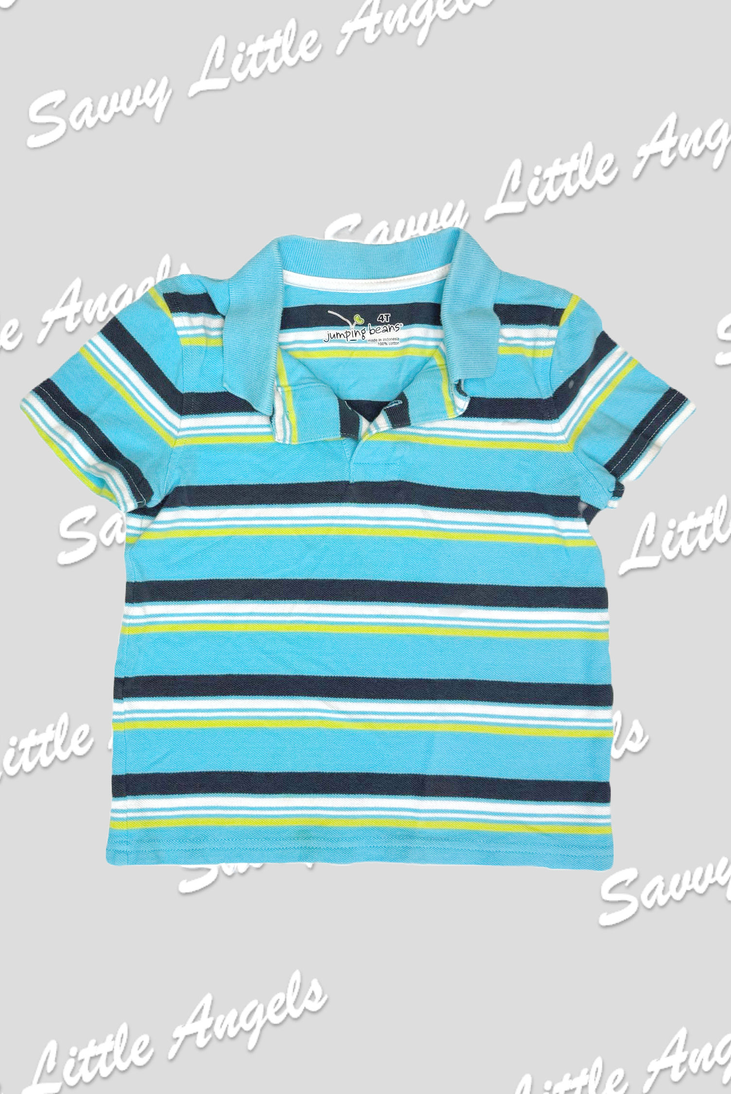 front of Blue Collared Shirt