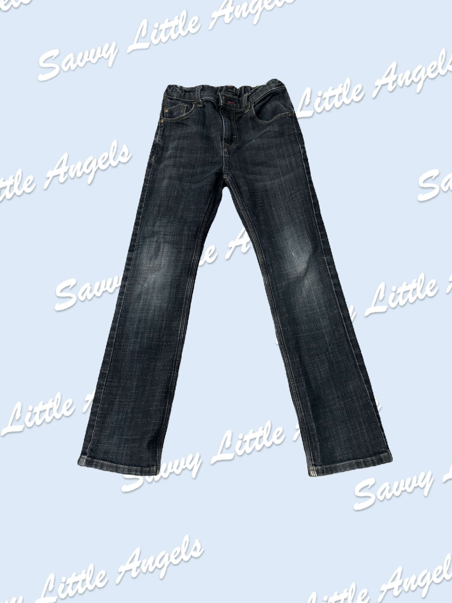 front of Dark Blue Jeans