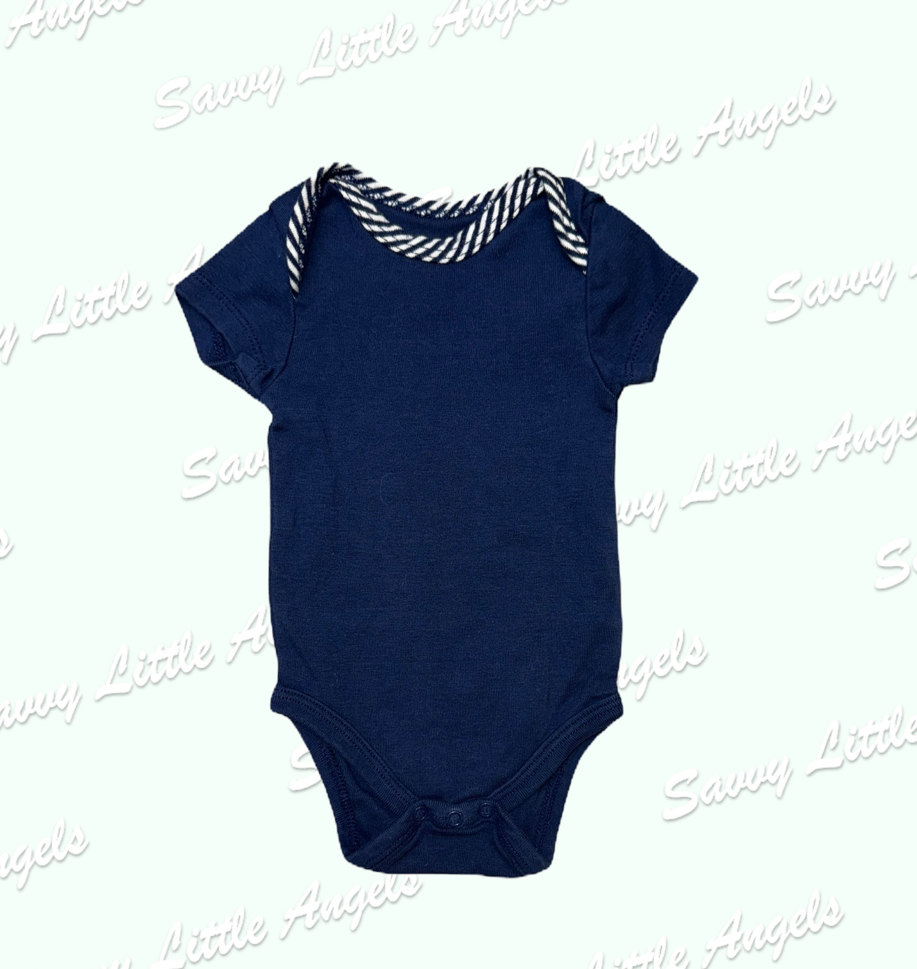 Striped Trim Onesie Front View