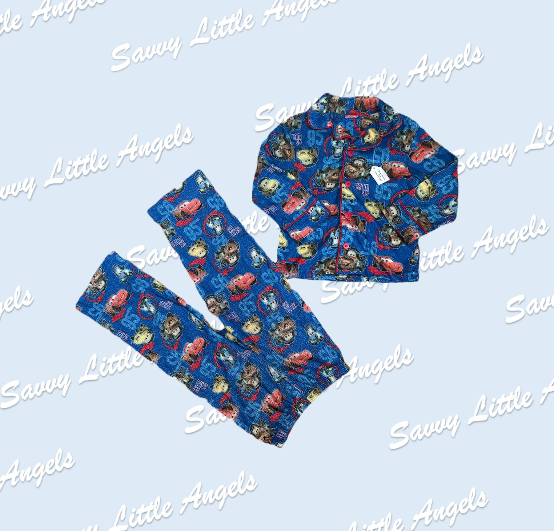 Front of Blue Cars PJs arms in