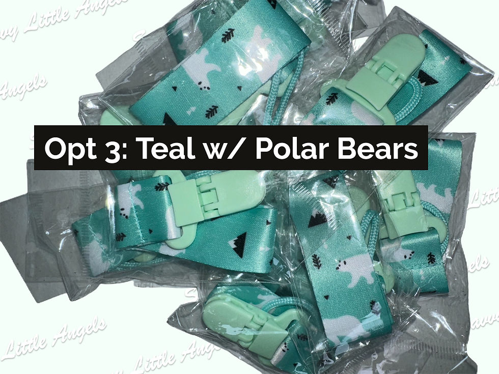 Thumbnail: Multi Color & Design Pacifier Clips for Boys teal with polar bear design