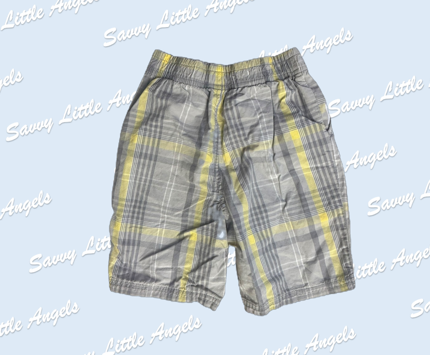 Yellow Checkered Shorts Front View