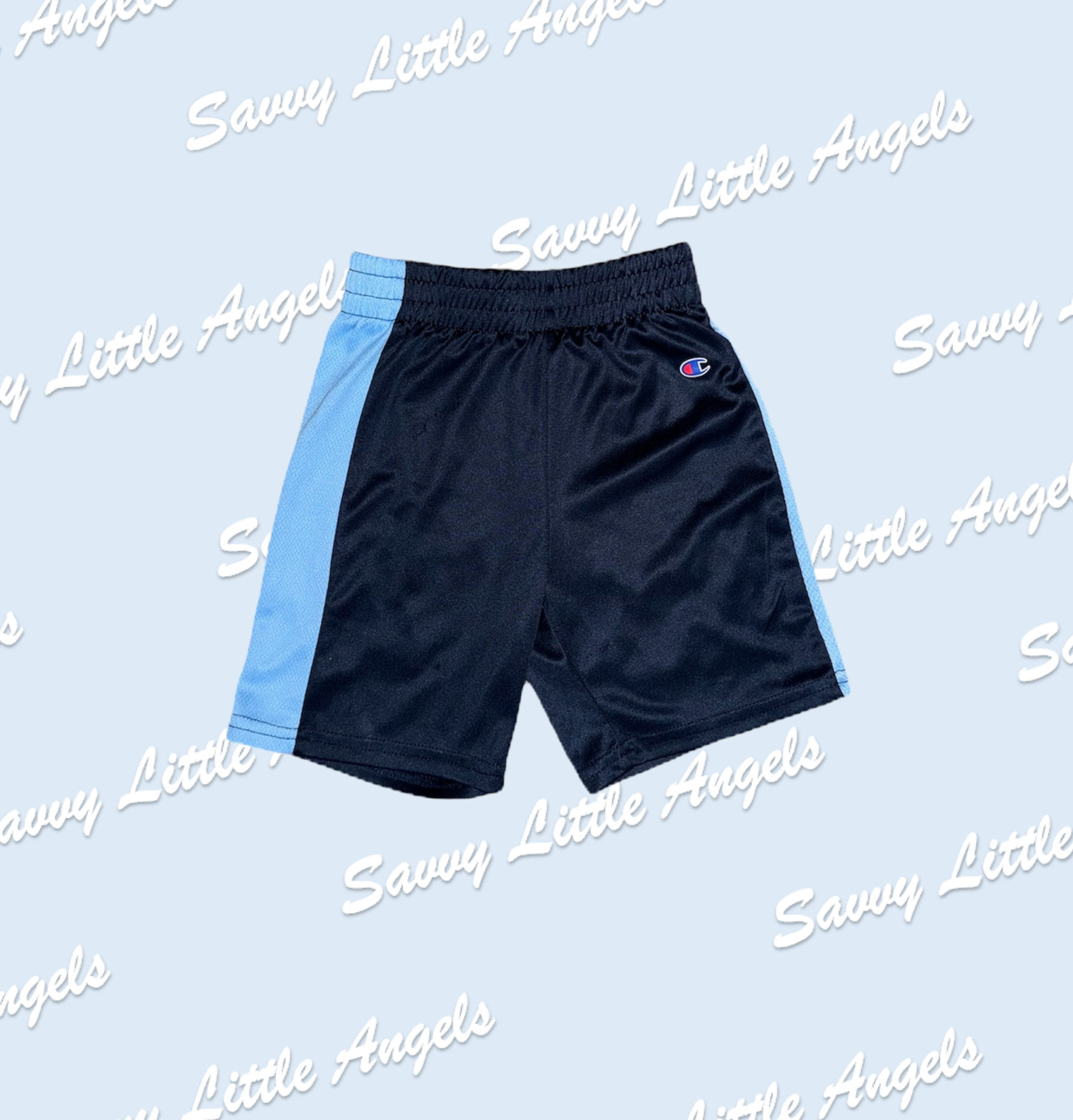 front of blue champion shorts