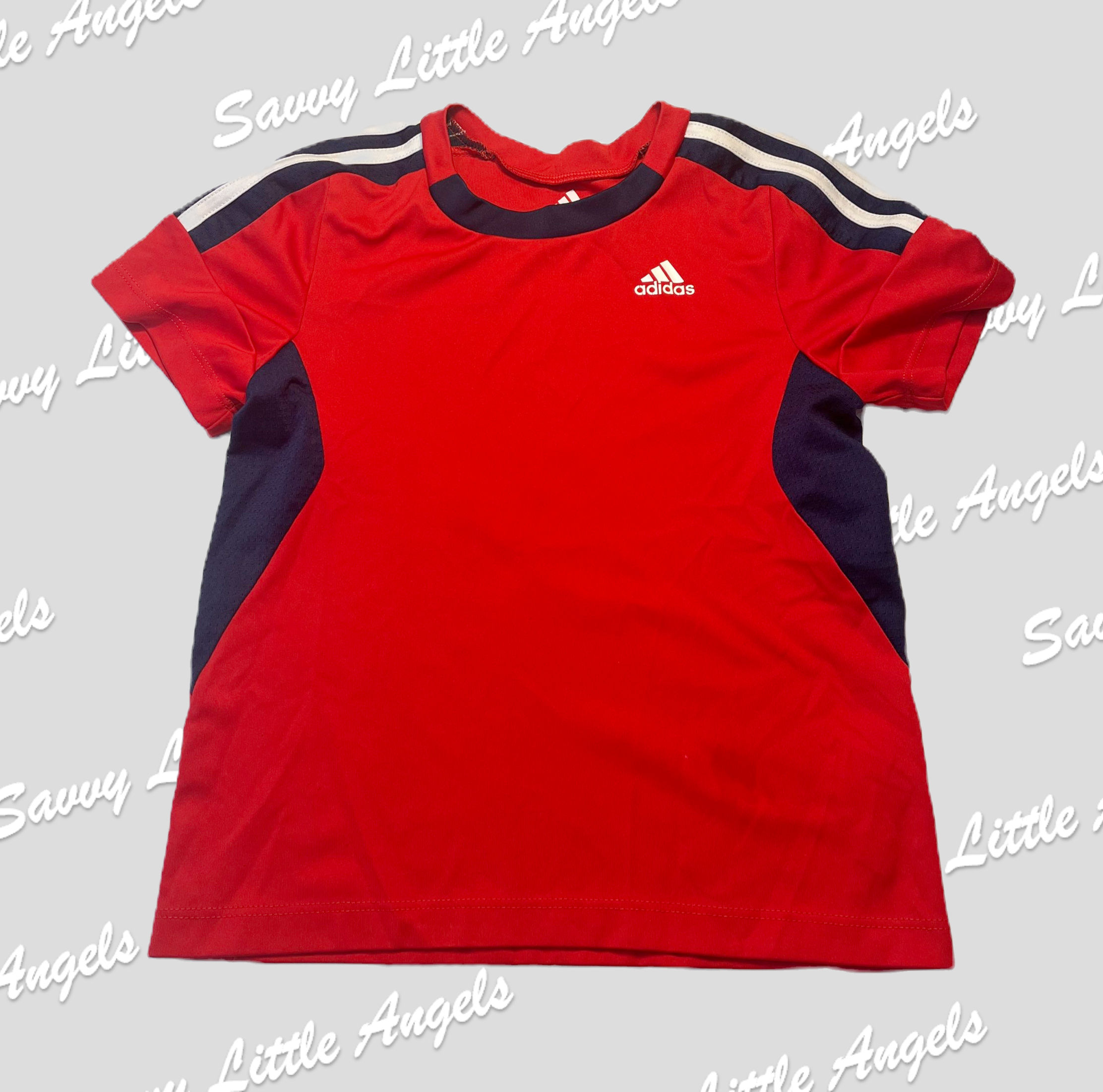 front of Red and Blue Adidas