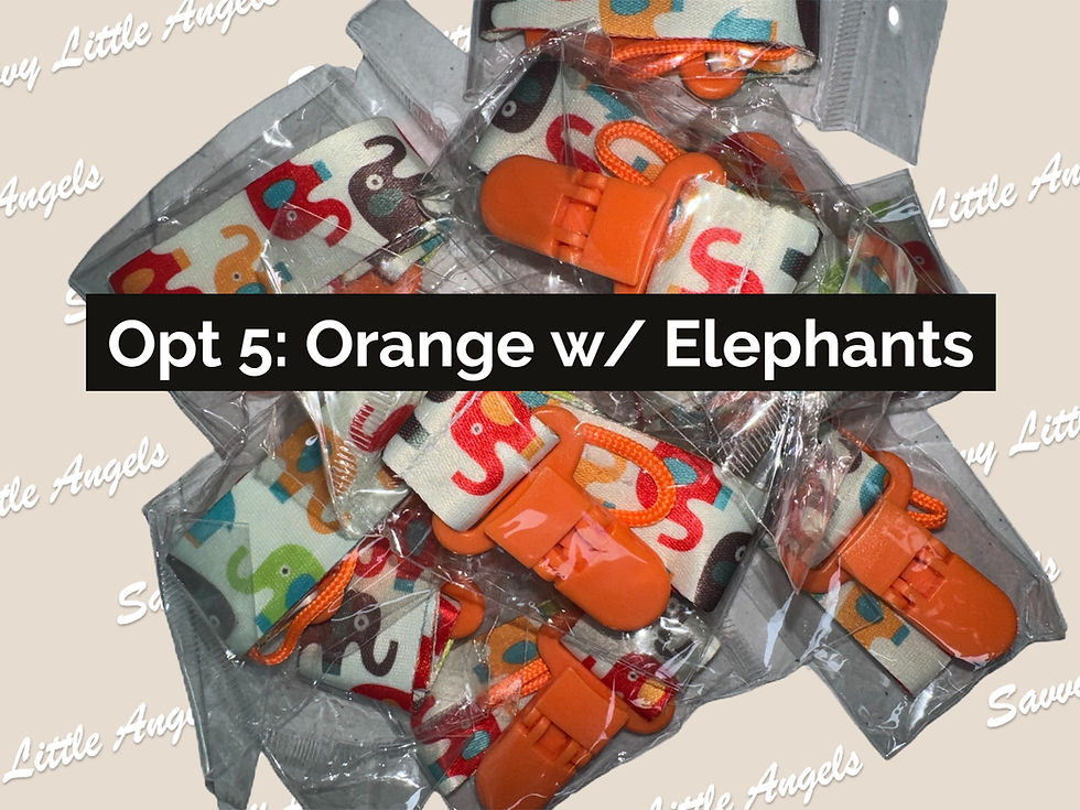 Thumbnail: Multi Color & Design Pacifier Clips for Boys orange with elephant design