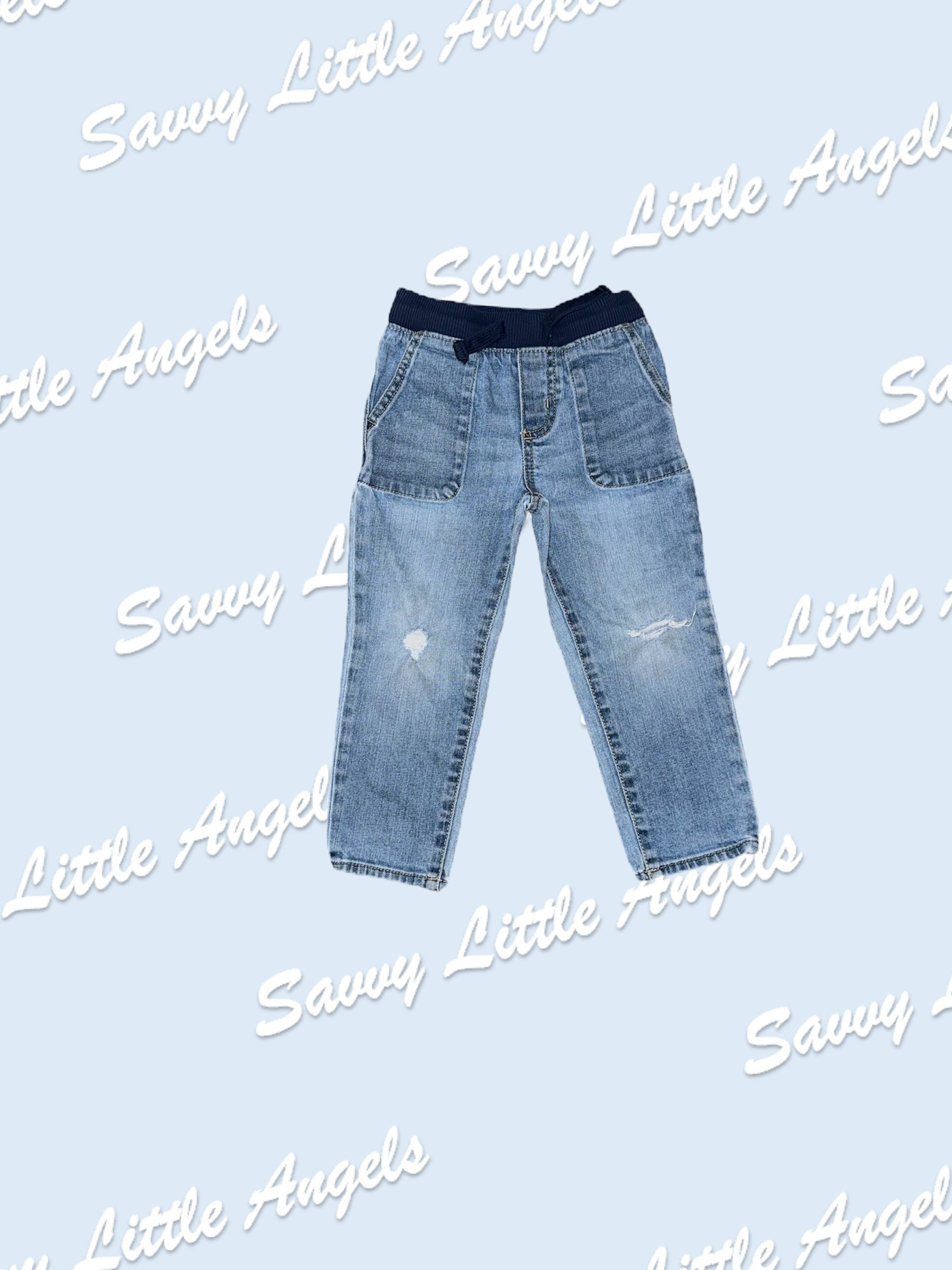 front of Jeans w/ Cloth Waist