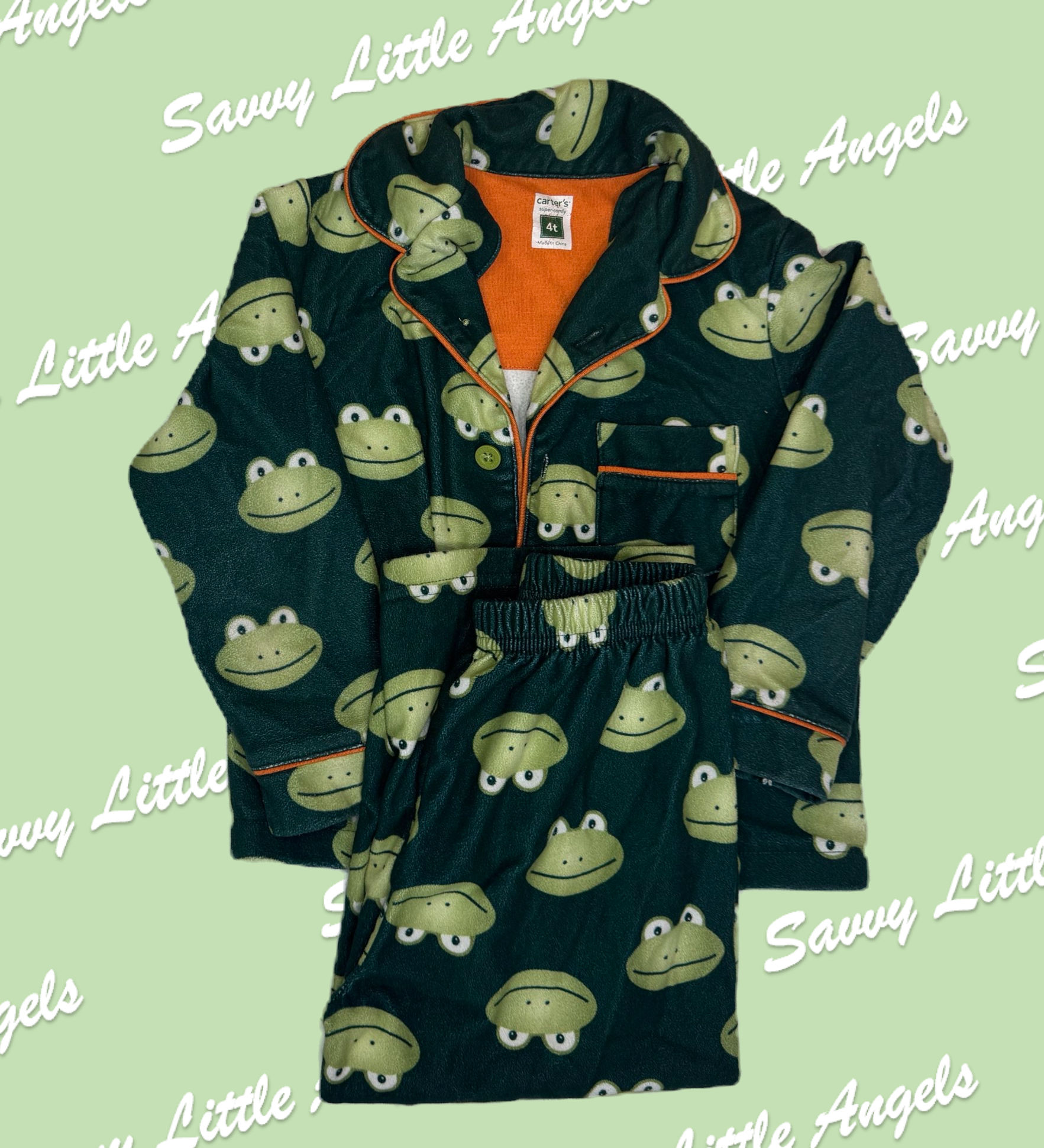 front of Frog Pajama Set