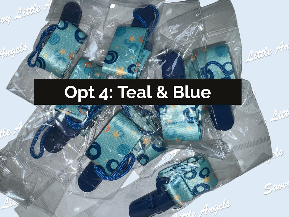 Thumbnail: Multi Color & Design Pacifier Clips for Boys teal and blue design