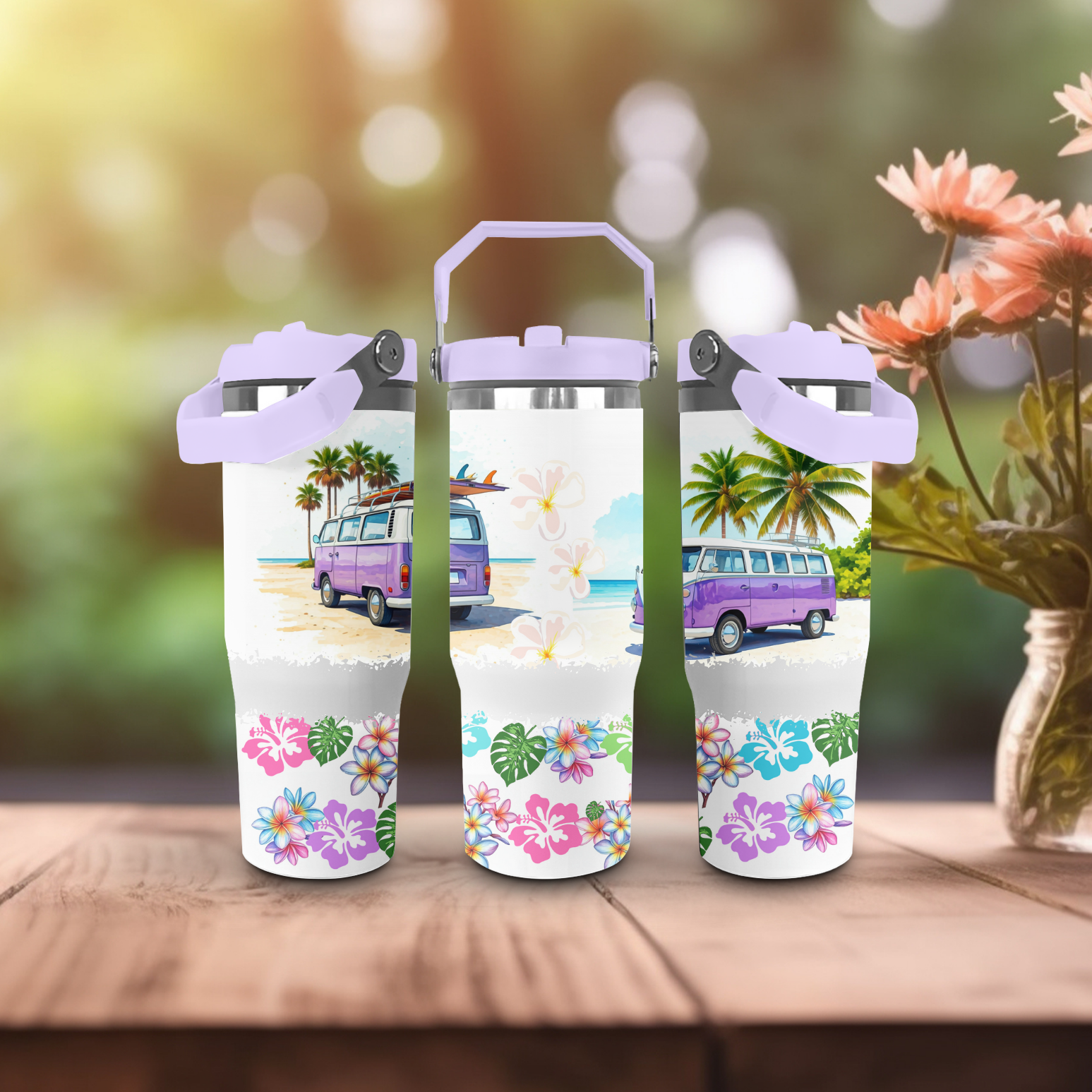 Coloured Lid 30 oz Tumbler - Kombi Van