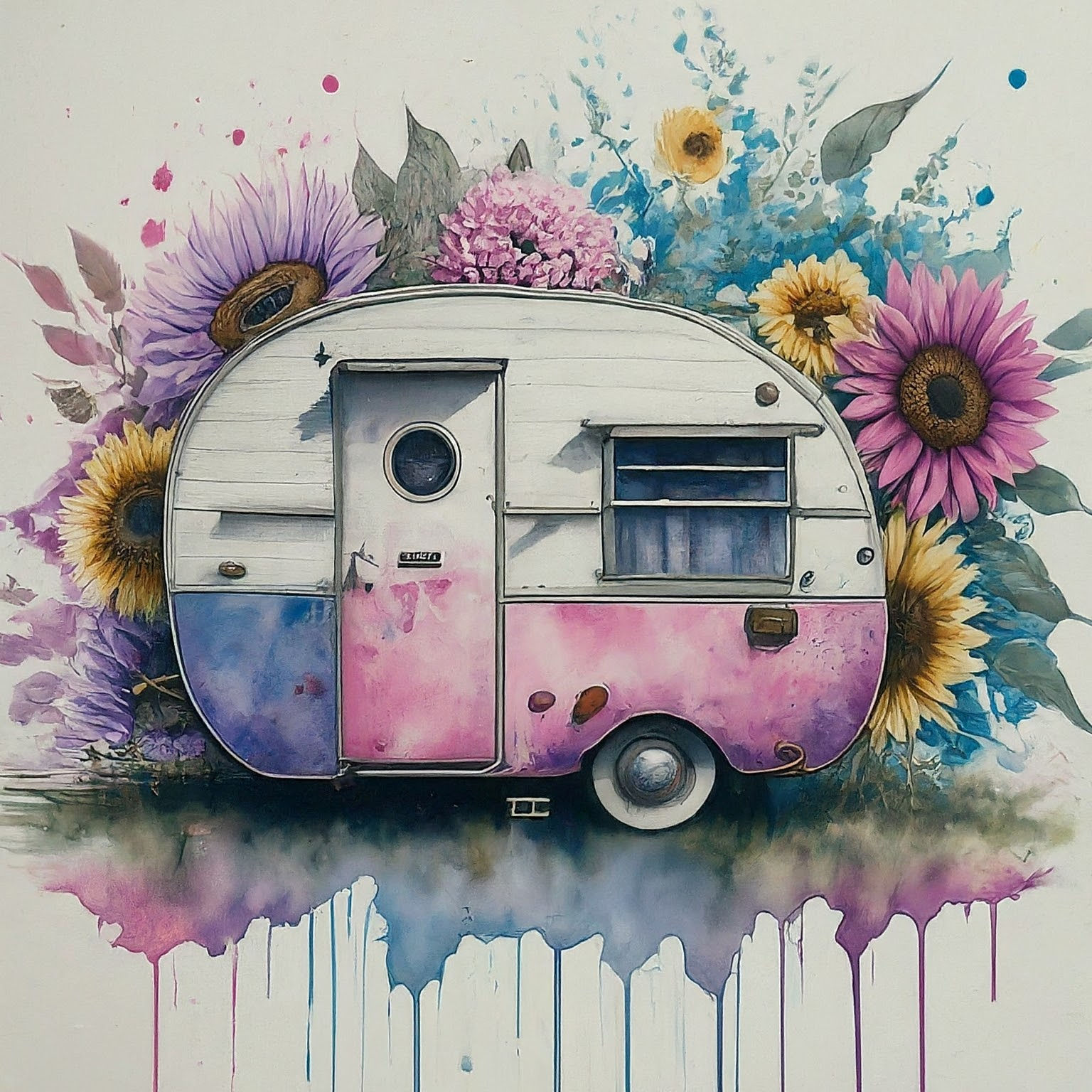 Stainless Steel Tumbler Designs -Watercolour Caravan 3