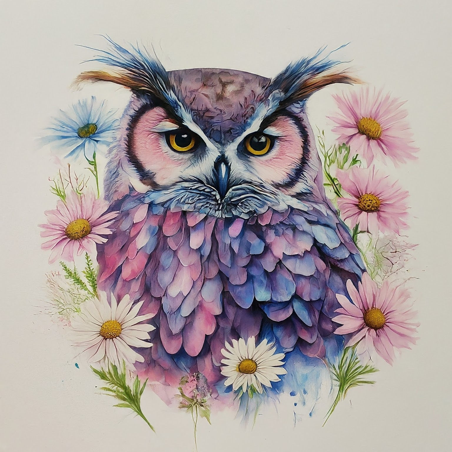 Stainless Steel Tumbler Designs  -Watercolour Owl 3