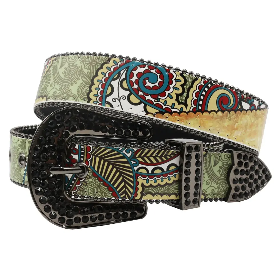 Ceinture en cuir à diamant Western Unisexe