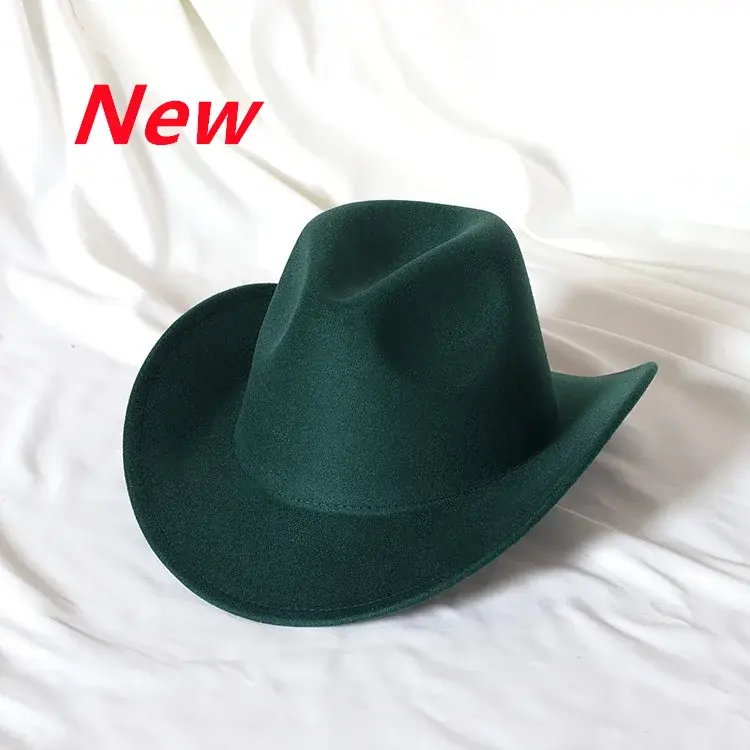 Thumbnail: Cowboy Hat  Monochrome Felt Hat Men and Women Big Brim Outdoor Hat Knight Hat