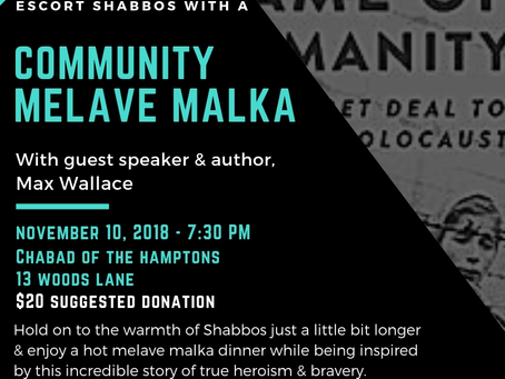 Community Melaveh Malkah with Max Wallace, Author of "In The Name of Humanity"