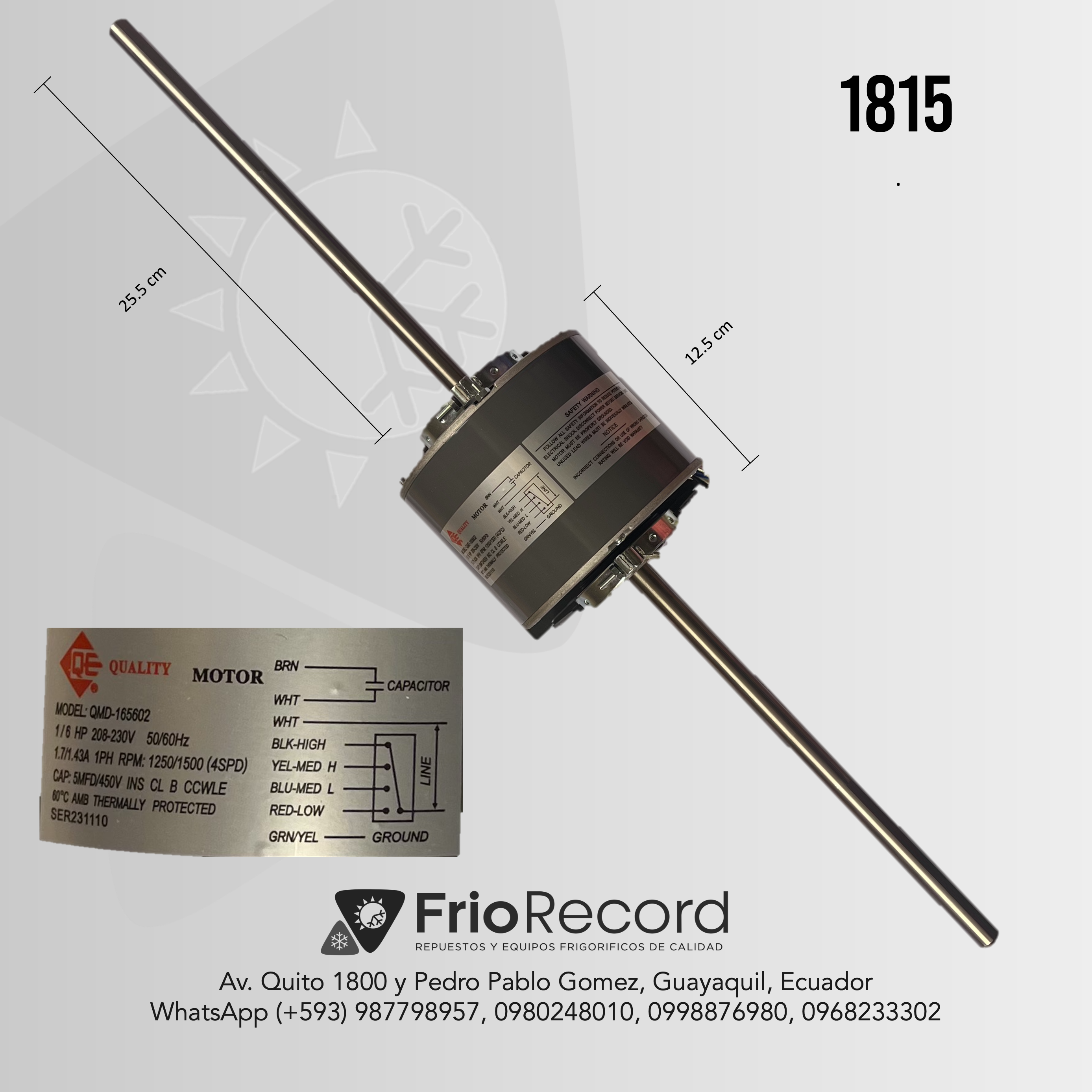 MOTOR VENTILADOR EVAPORADOR 1/6 220V QE QMD-165602