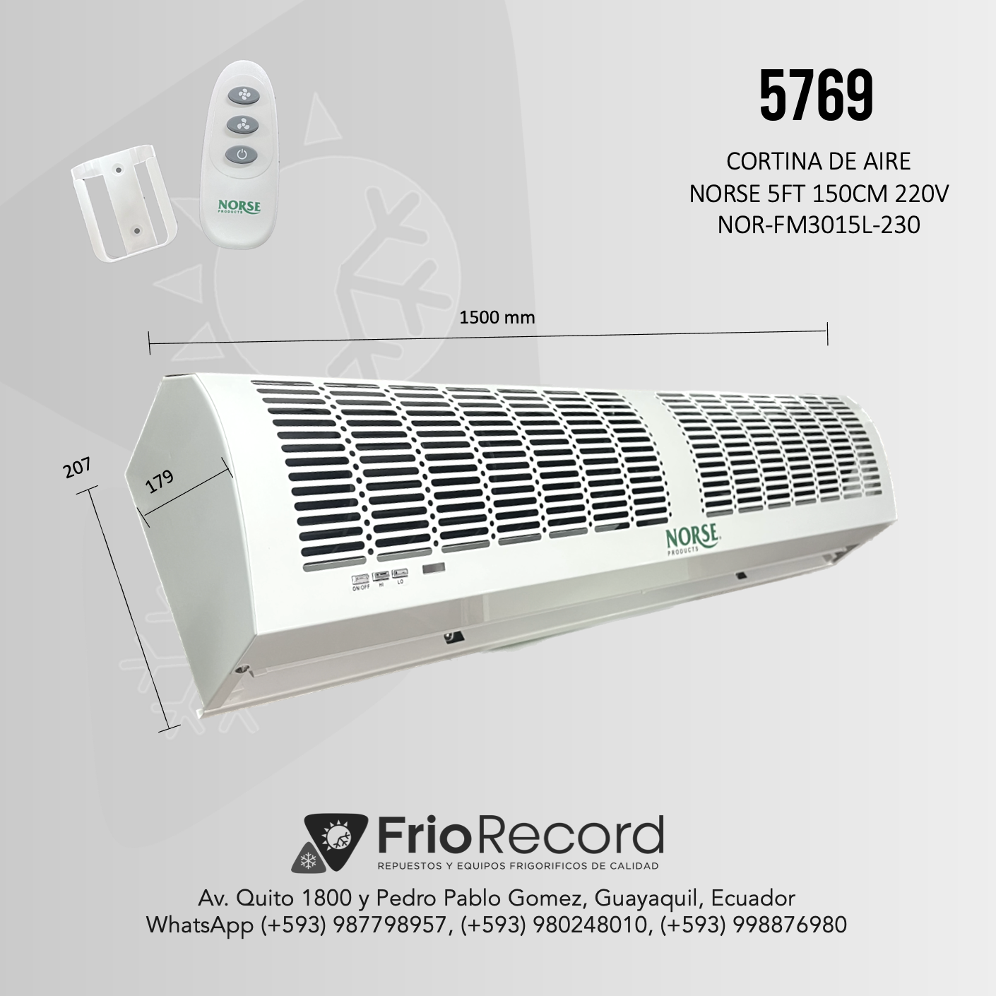 CORTINA DE AIRE NORSE 5FT 150CM 220V