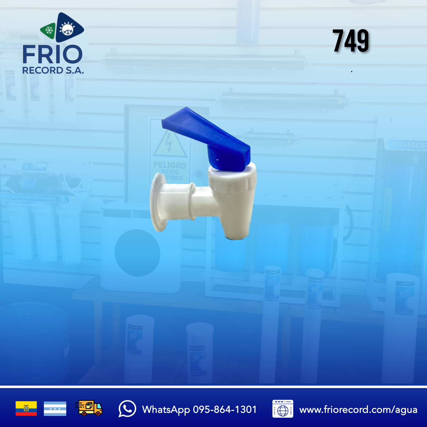 LLAVE AGUA DISPENSADOR ROSCA HEMBRA 3/8 AZUL LW