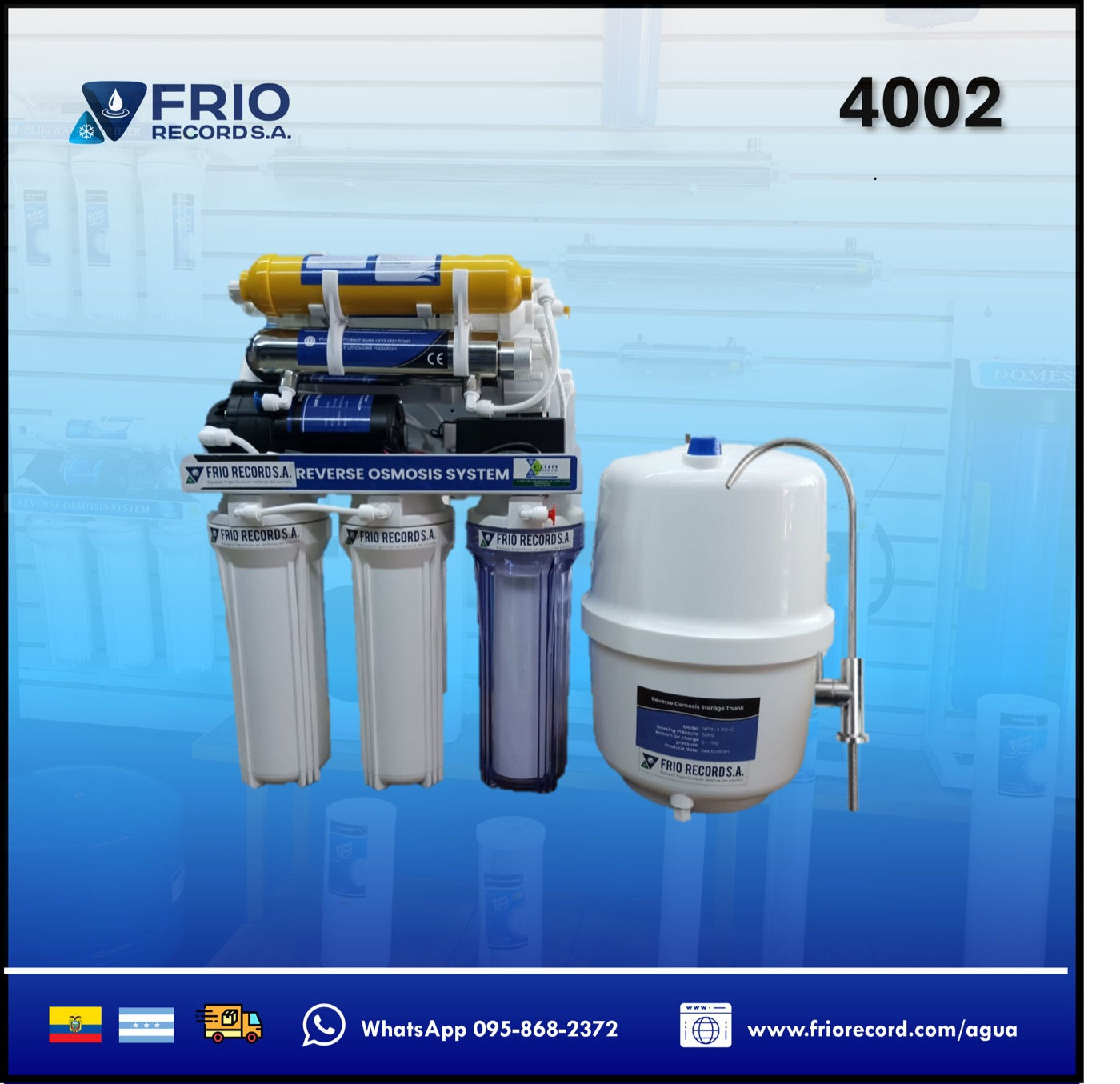 Purificador de Agua Ósmosis Inversa 5 Etapas + Lámpara UV 100 GPD