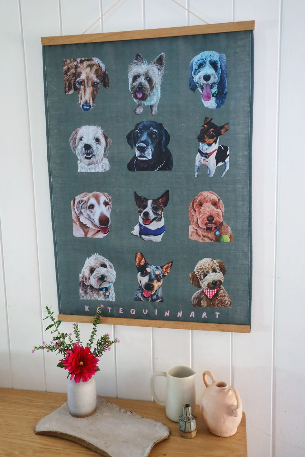 Thumbnail: ‘Dogs’ linen teatowel 