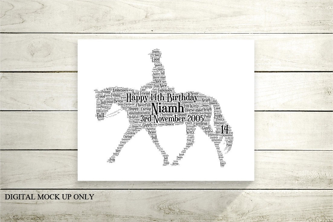 Personalized Horse Word Art Print: Equestrian Gift