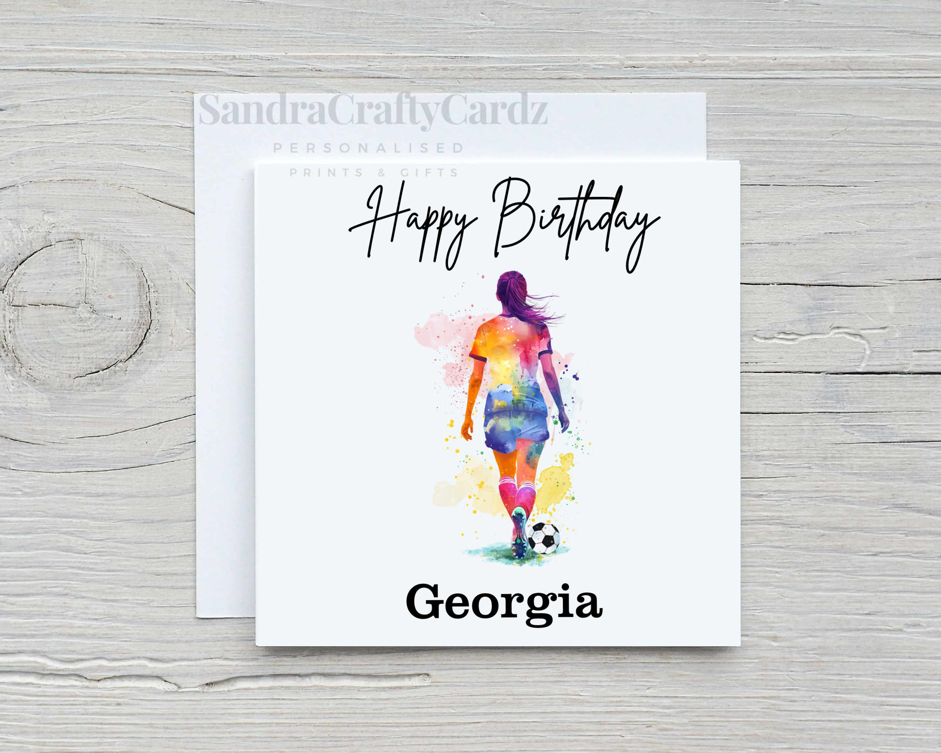 Personalised Girl Footballer Birthday Card – Custom Name & Age – Daughter