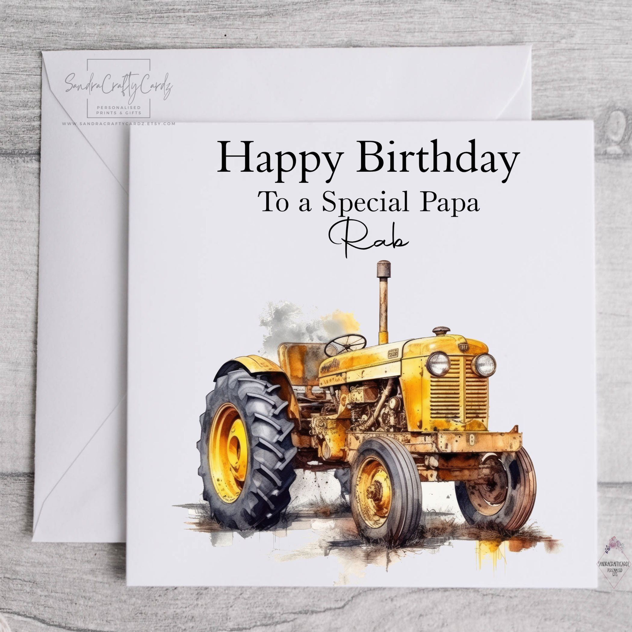 Personalised Yellow Tractor Birthday Card: Farmer Son Grandson Friend Christmas