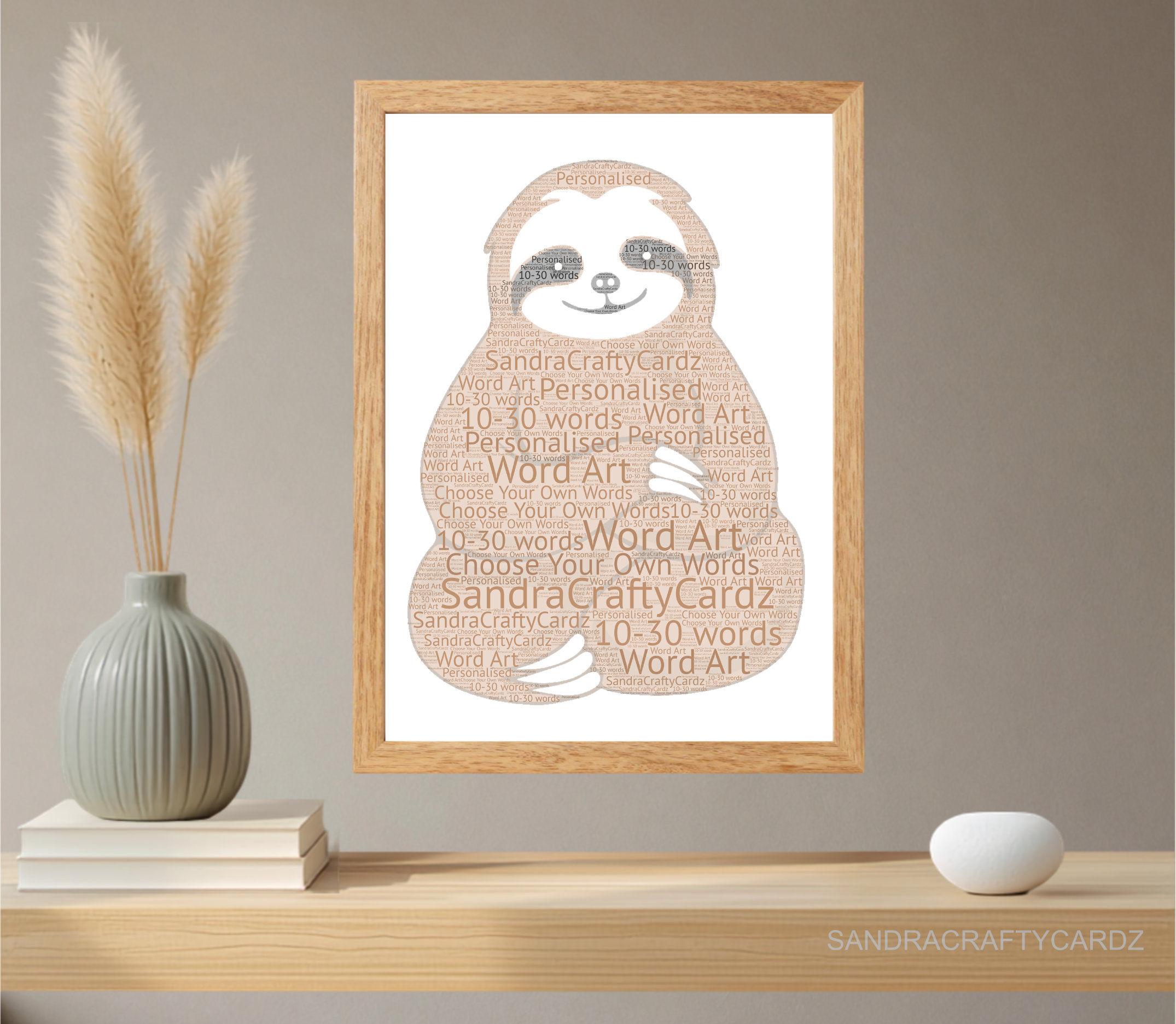 Sloth Personalised Word Art Print: Custom Children's Gift