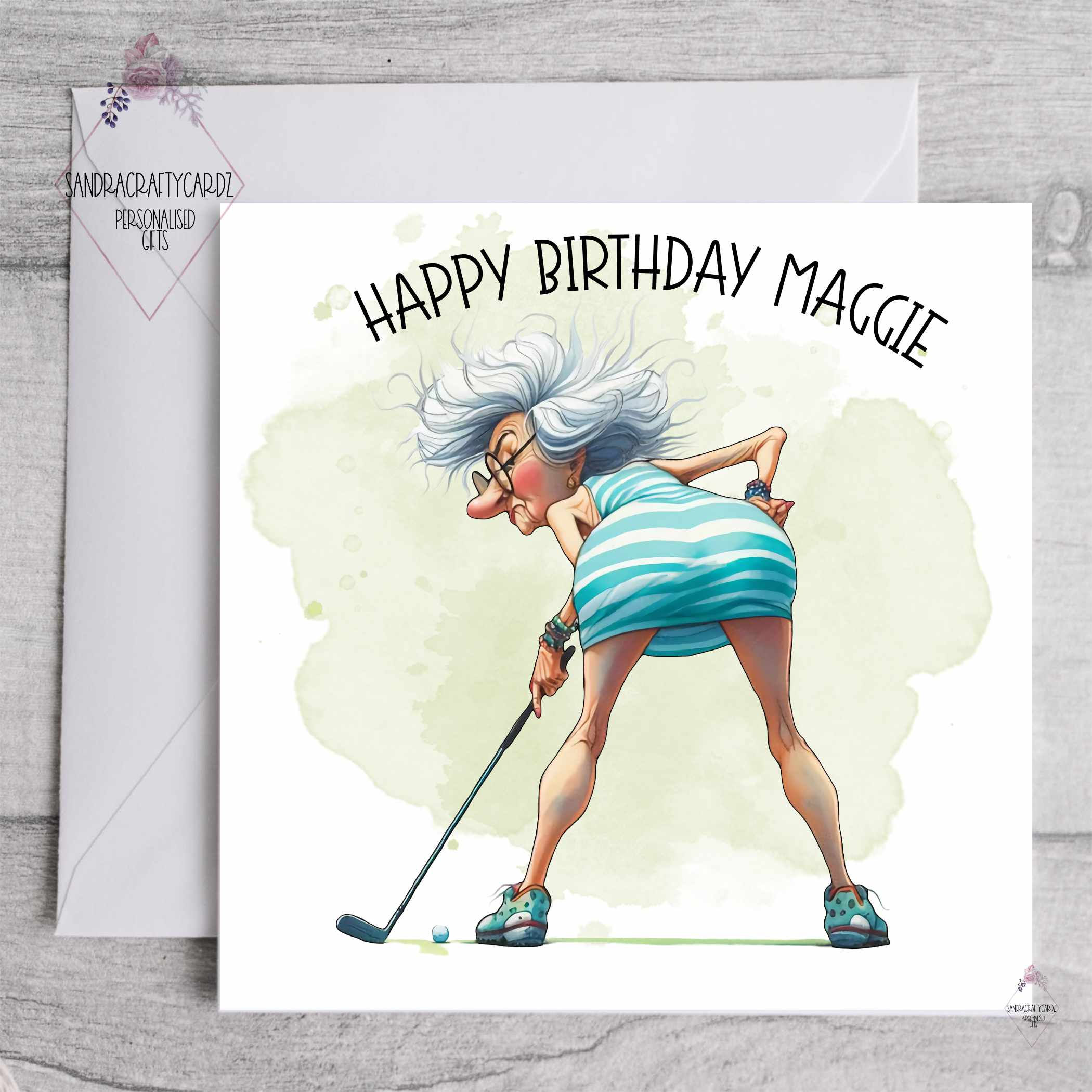 Personalised Golfer Birthday Card, Cartoon Golf Greeting