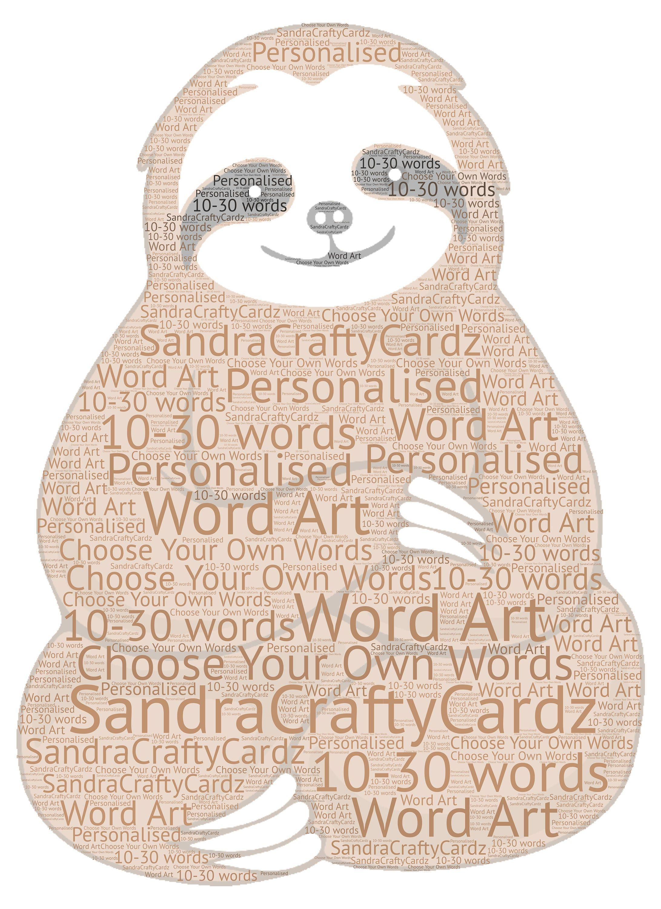 Sloth Personalised Word Art Print: Custom Children's Gift