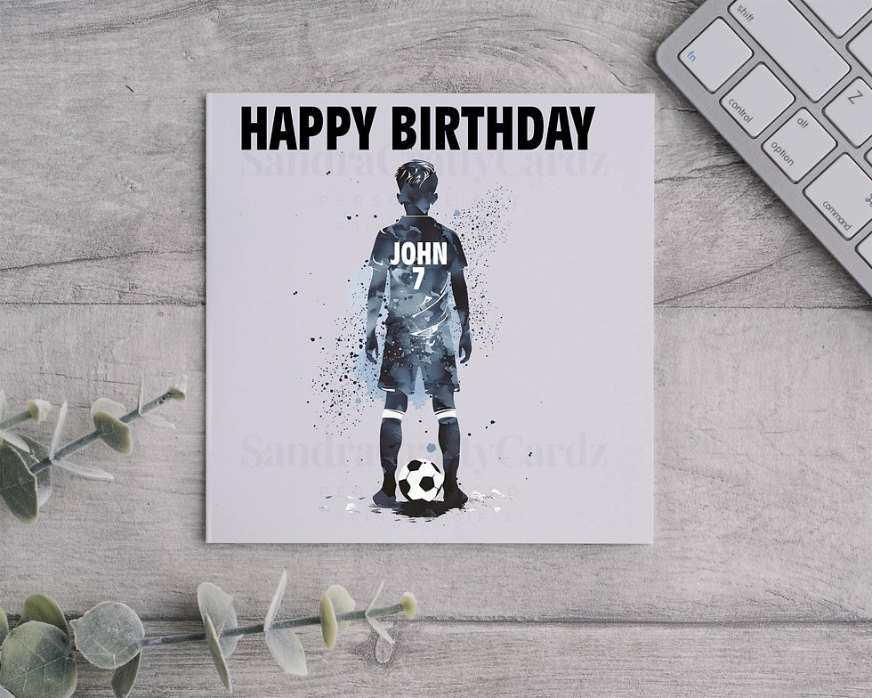 Thumbnail: Footballer Personalised  Birthday Card: Custom Name & Number Son Football Greeti
