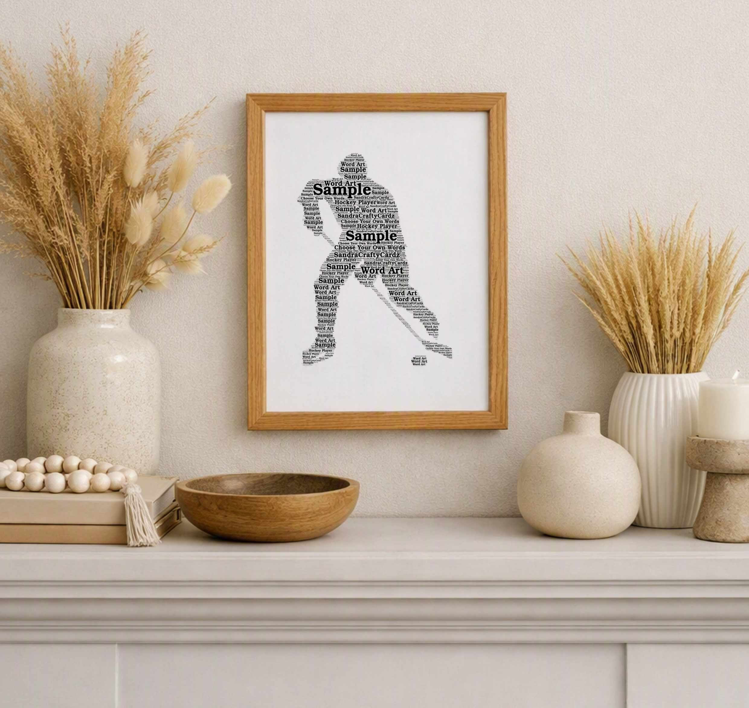 Personalised Hockey Player Word Art Print – Custom Sports Gift