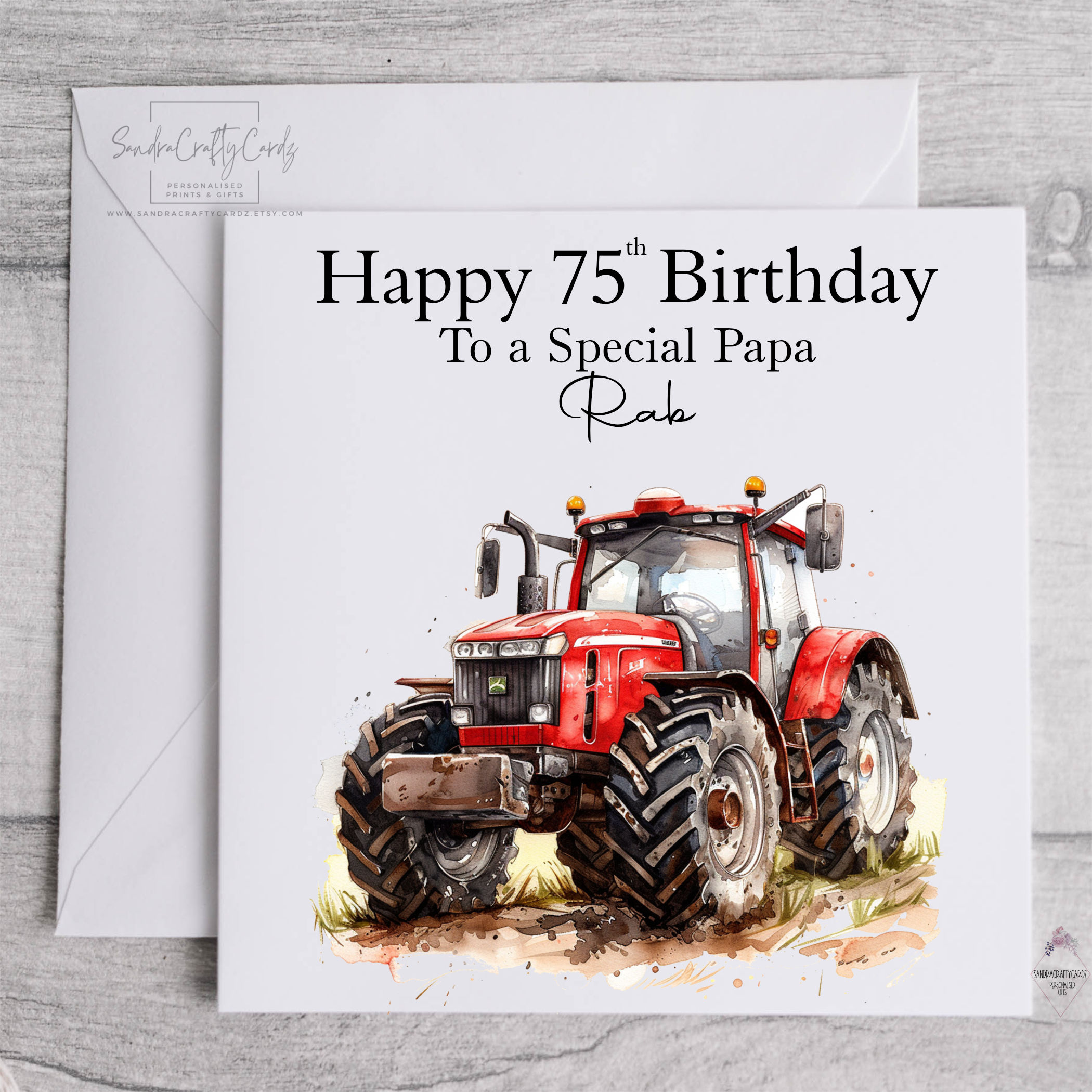 Personalised Red Tractor Birthday Card: Any Age, Farmer Gift