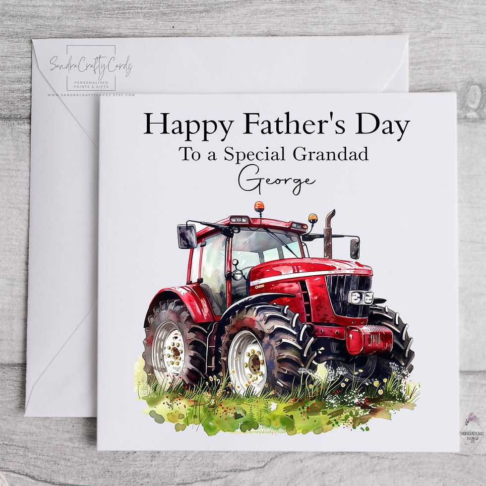 Thumbnail: Personalised Tractor Red Birthday Card: Farmer Grandad, Any Occasion